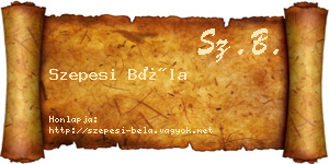 Szepesi Béla névjegykártya